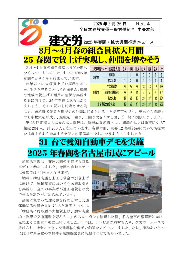 2025年春闘推進ニュース　No.4